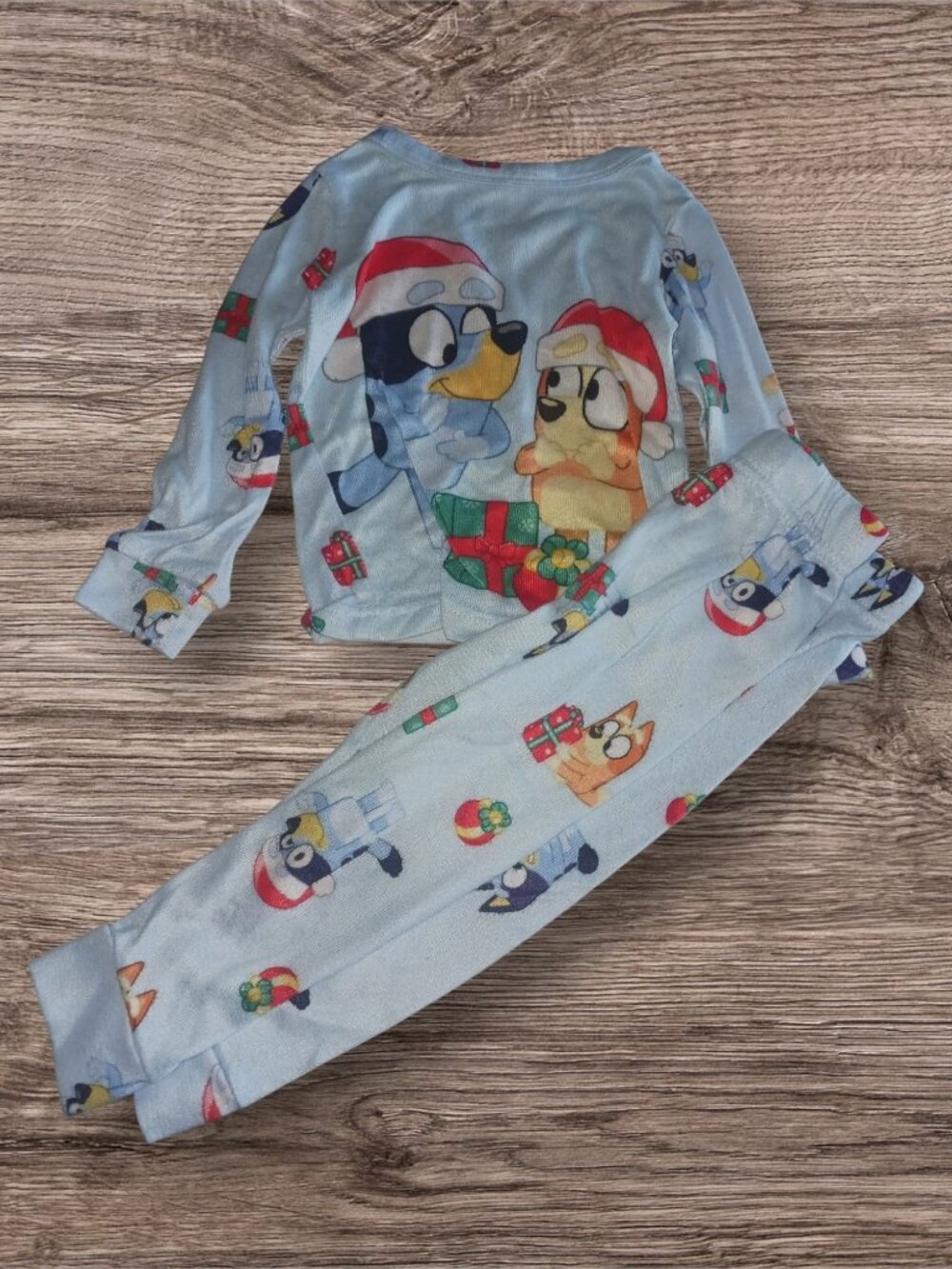 Bluey Christmas Pajama Set 2T Toddler Holiday PJs Long Sleeve 2 Piece Light Blue